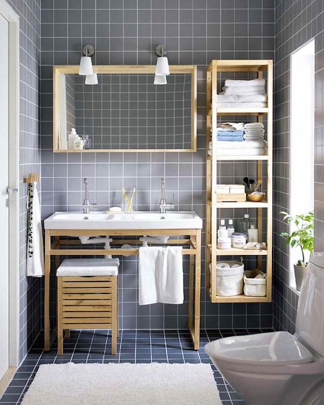 narrow bathroom wall shelf ideas