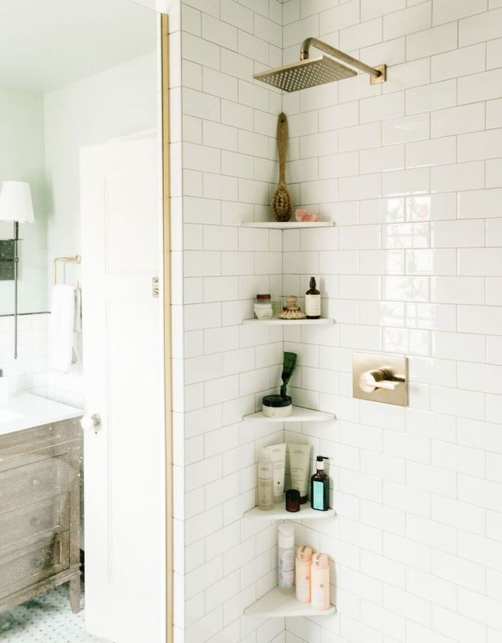 narrow bathroom wall shelf ideas