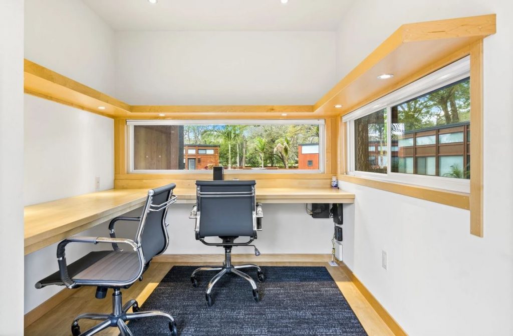 Common office space at the Escape Tiny House Community in Tampa Bay