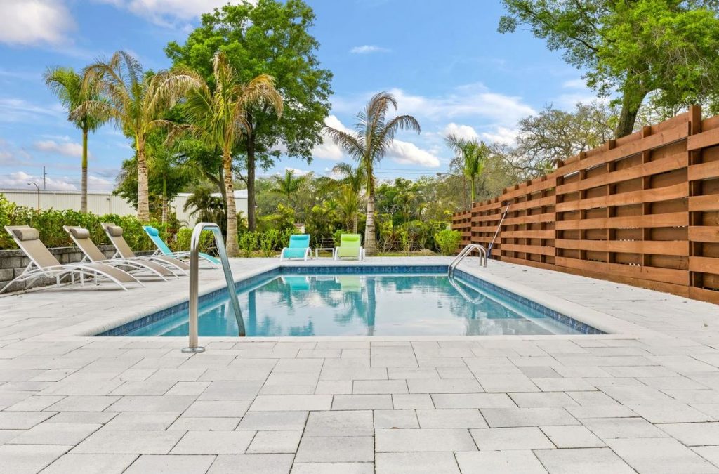 Common swimming pool at a Tiny House community