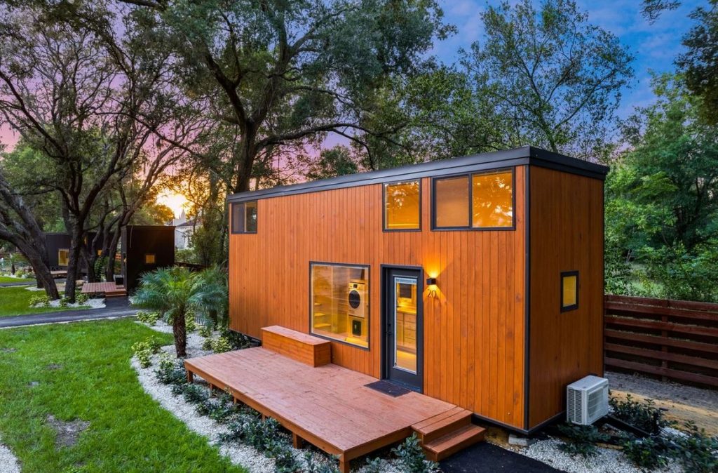 Tiny houses surrounded by greenery