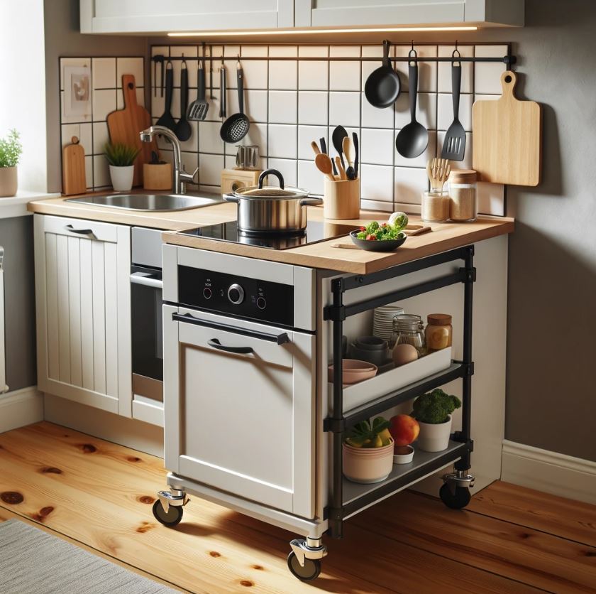 Mobile Kitchen Island in Small Kitchen