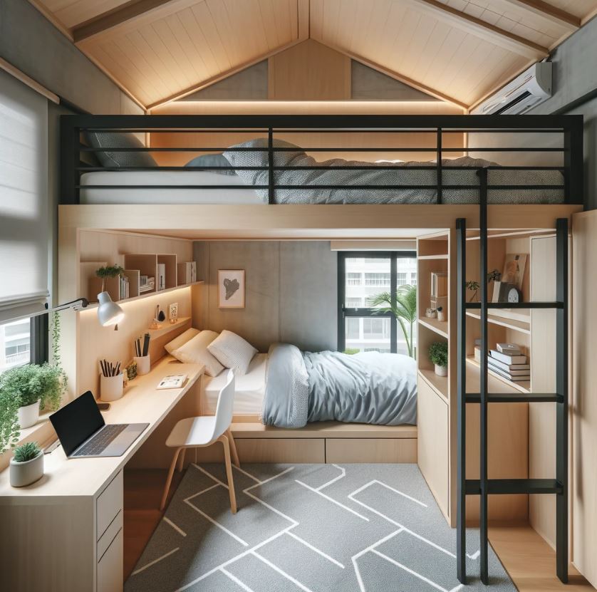 Loft Bed with Study Area Underneath