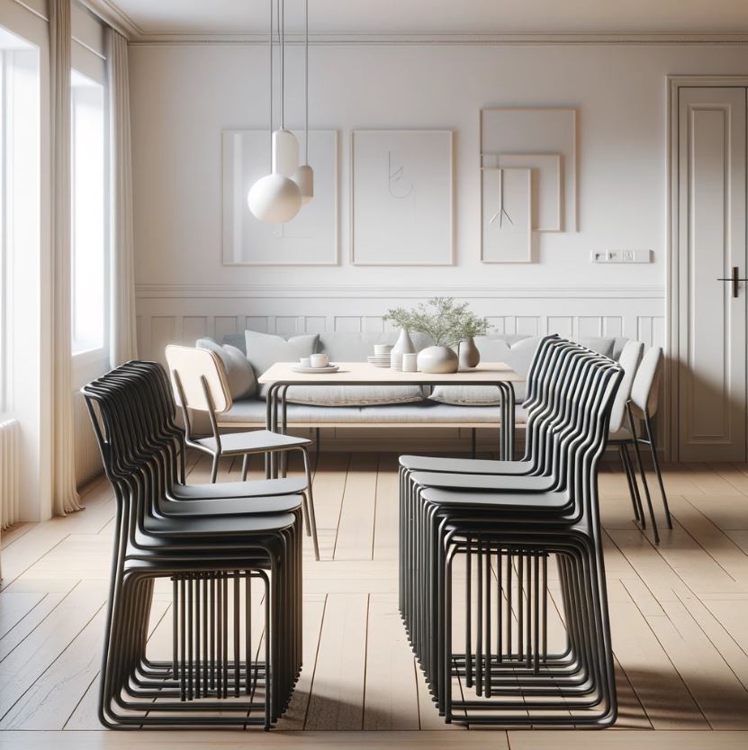 Stackable Chairs in Small Dining Area