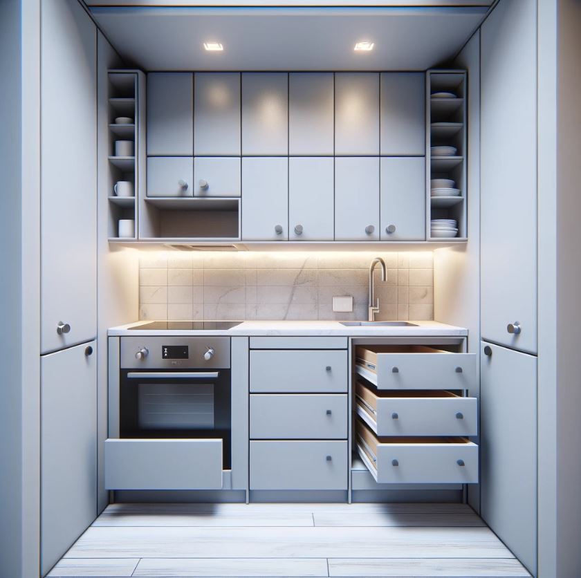 Modern tiny kitchens transformed with minimalist handles and touch-latch cabinets