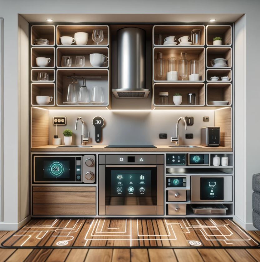 Integrating smart home devices and compact appliances in modern tiny kitchen designs